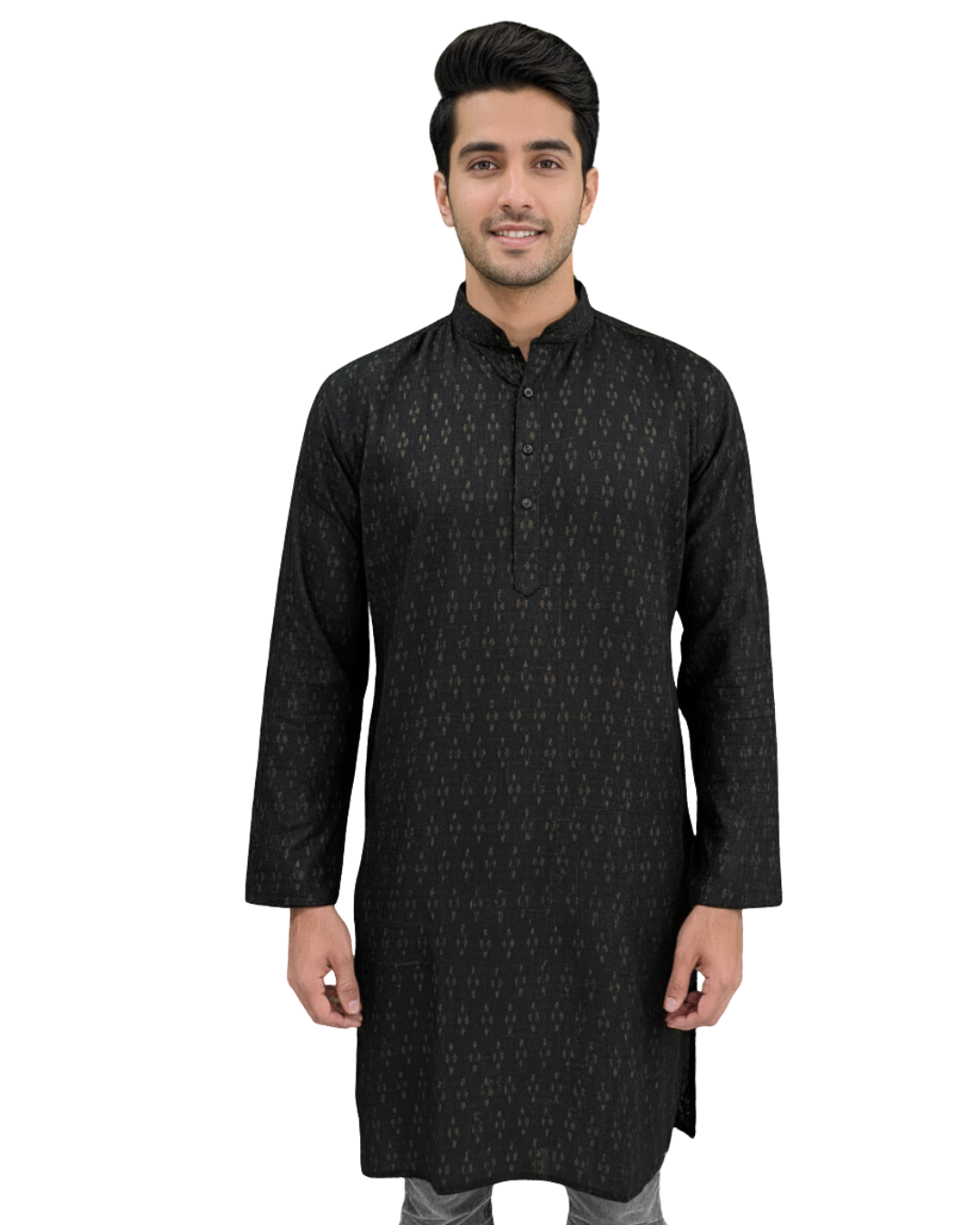 Sambalpuri Crown Black Ikat Handloom Cotton Kurta