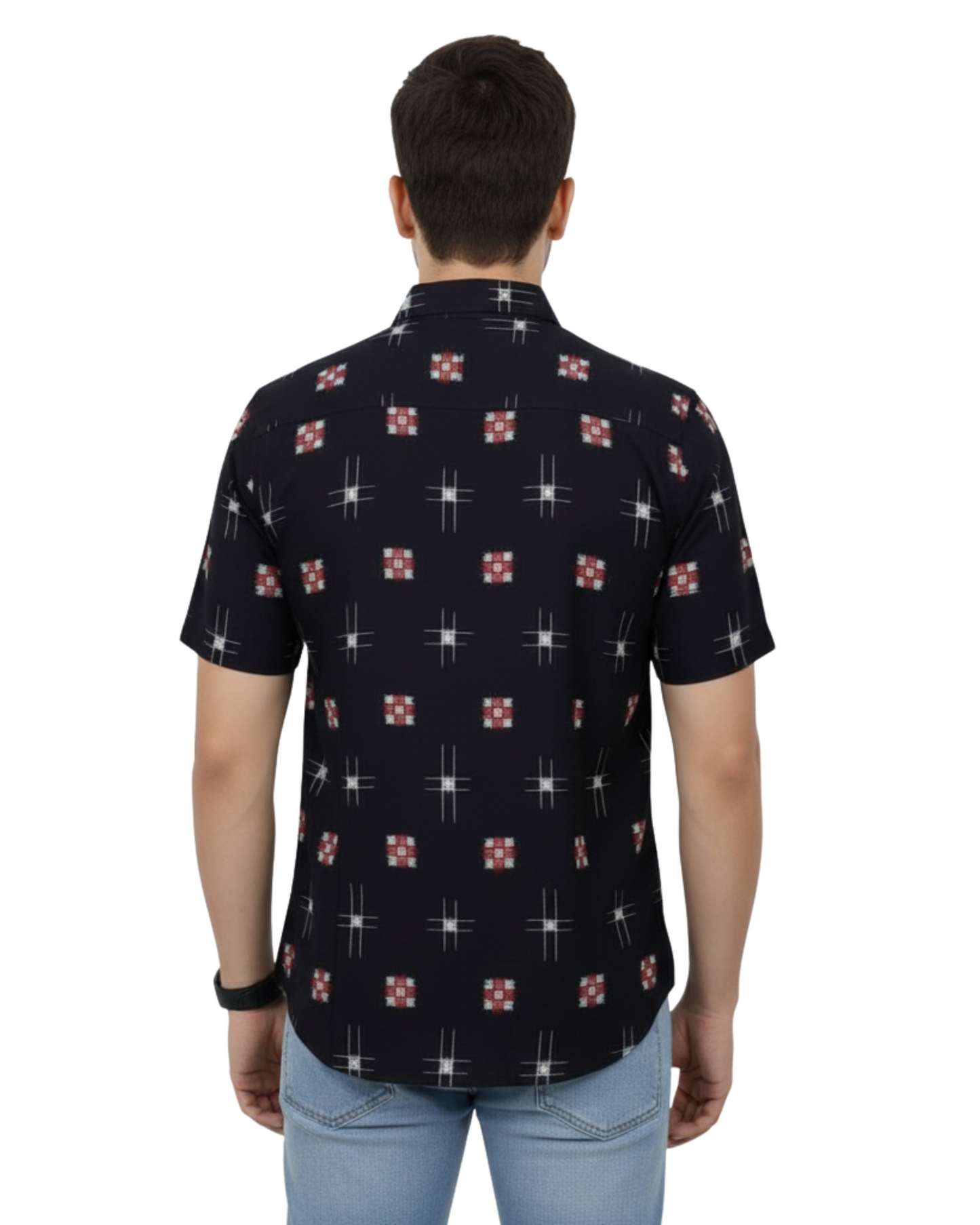 Sambalpuri Crown Black Ikat Handloom Cotton Shirt