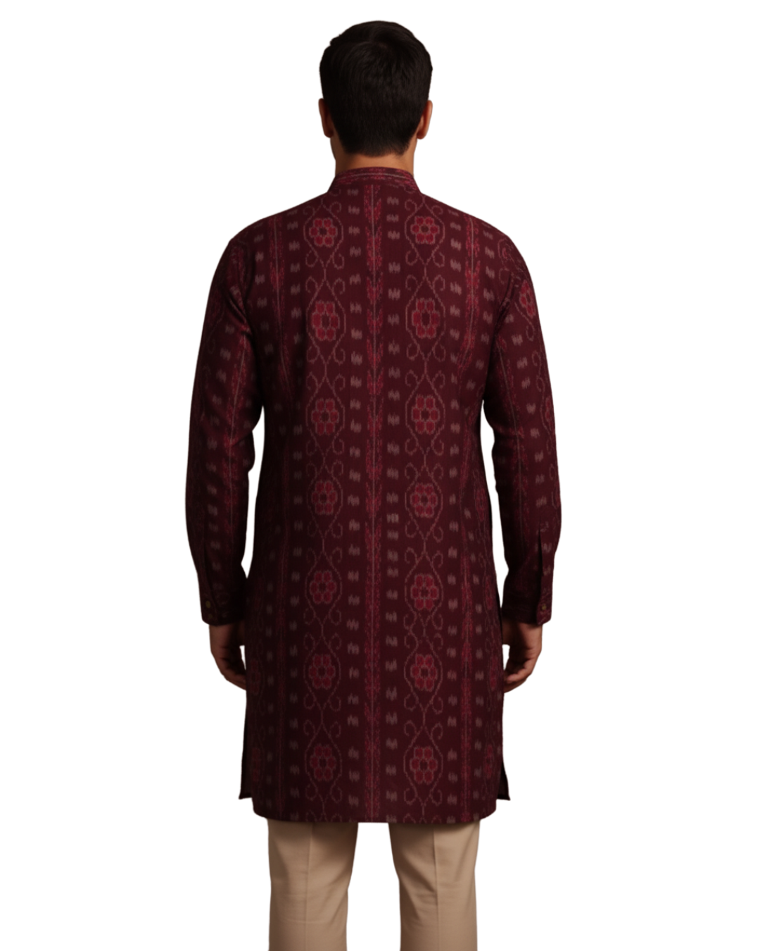 Sambalpuri Crown Maroon Ikat Handloom Cotton Kurta