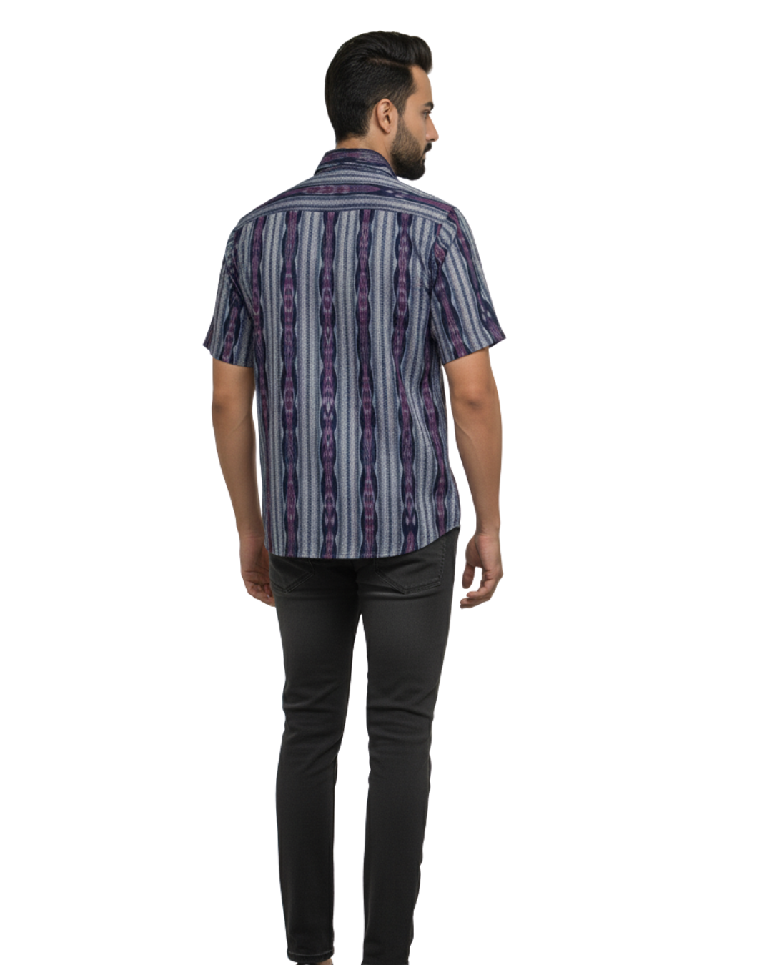Sambalpuri Crown Grey-Purple Ikat Handloom Cotton Shirt