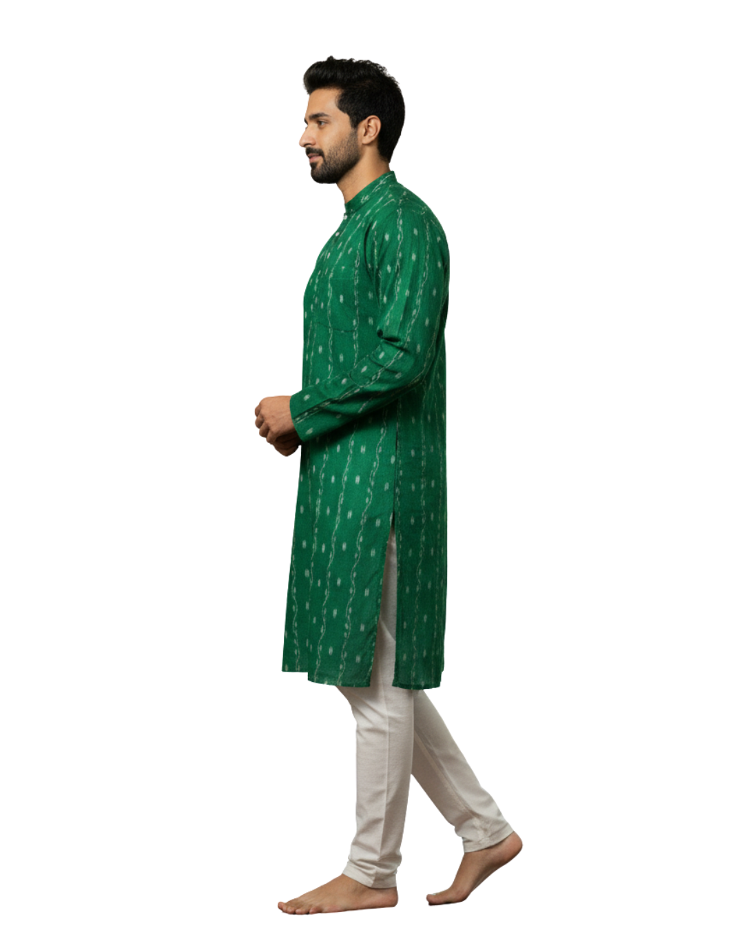 Sambalpuri Crown Green Ikat Handloom Cotton Kurta