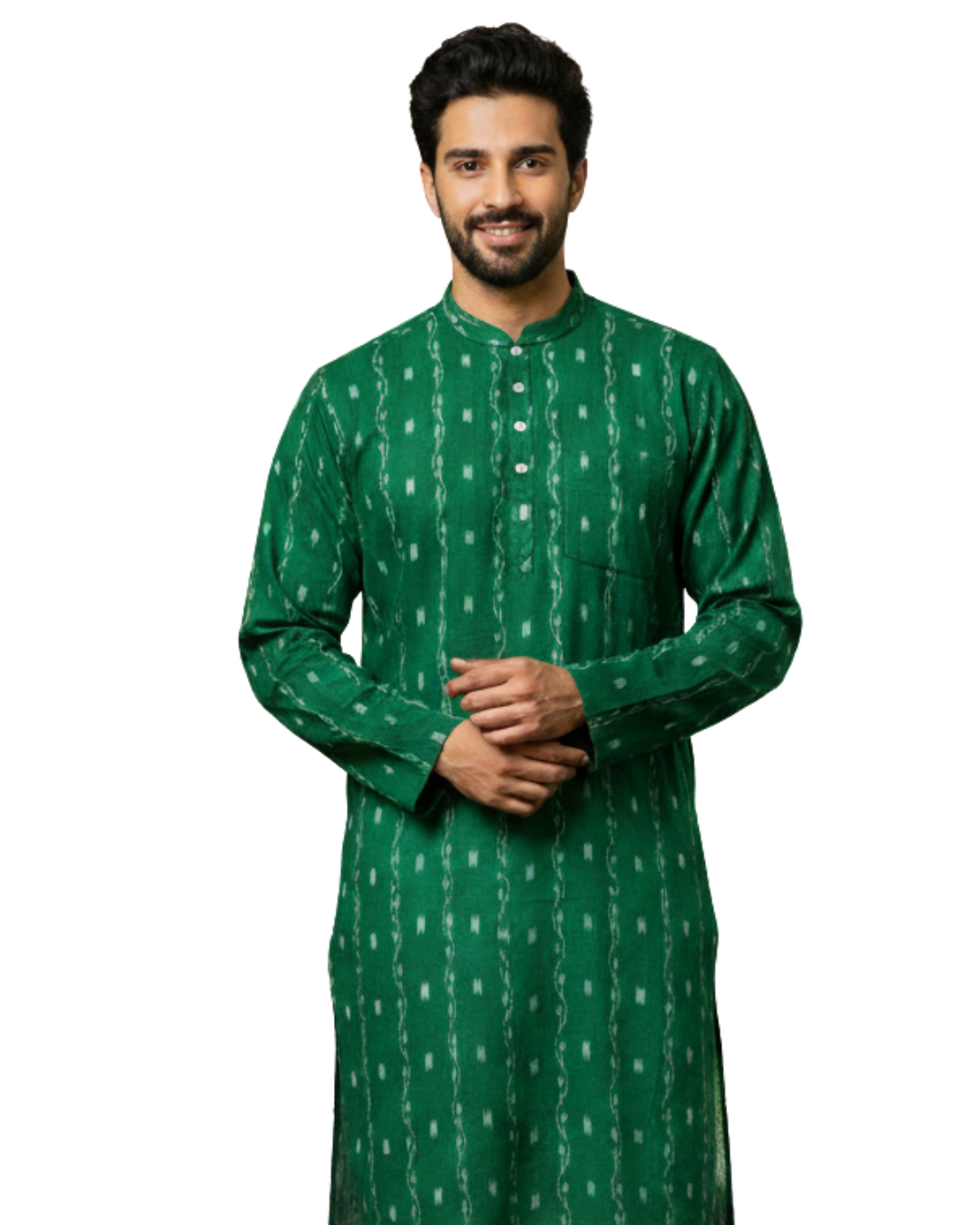 Sambalpuri Crown Green Ikat Handloom Cotton Kurta